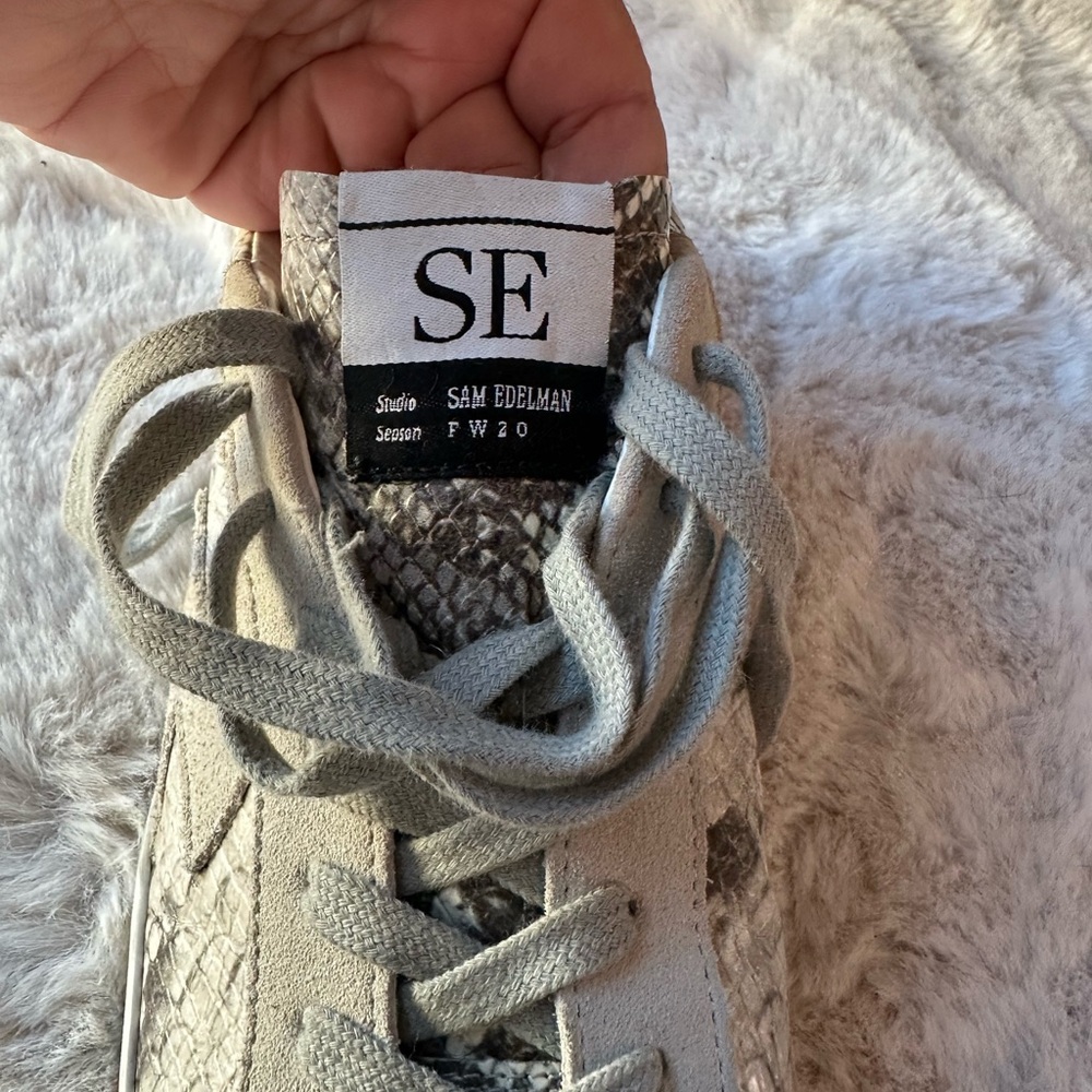Sam Edelman Snakeskin Pattern Sneakers - Gray and White - Picture 15 of 15